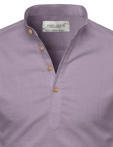 Image of Vida Loca Full Sleeve Mandarin Collor Cotton Casual Slim Fit Shirt for Men's