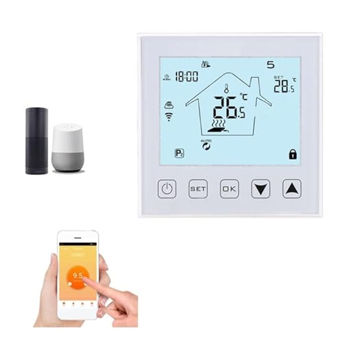 YQVEOT Termostato Inteligente Termostato de Sala Inteligente WiFi for Caldera de Gas/de Suelo de calefacción Controlador de Temperatura remota por teléfono(TP710B-W)