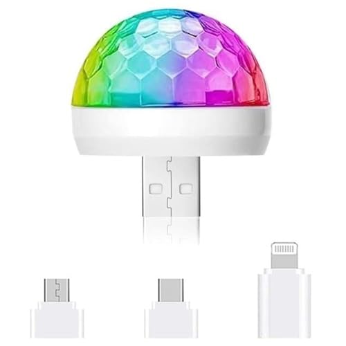 USB Disco Light: Mini Disco Lights, Sound-Activated Disco Ball, Strobe Effect – USB/Phone-Compatible, Ideal for Home Disco, Kids’ Birthdays, Christmas [Energy Class A+++]