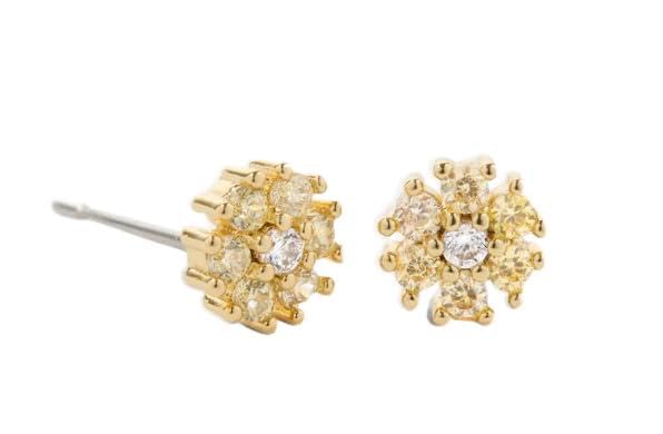 Bloom Stud Earrings 14K Gold/Clear