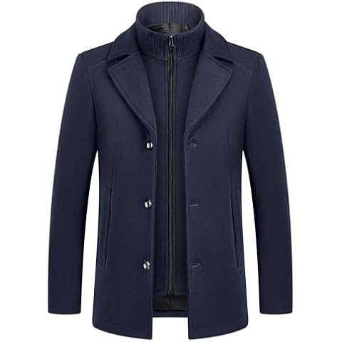 KUDMOL Men's 2-in-1 Winter Wool Coat Cover