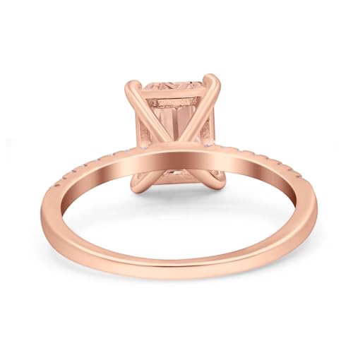 Blue Apple Co. Emerald Cut Art Deco Wedding Ring Simulated Cubic Zirconia 925 Sterling Silver3