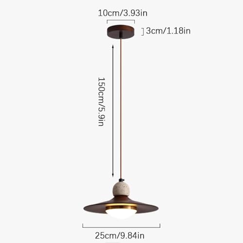 Lámpara colgante de nogal LED con cable ajustable para techo de comedor 4
