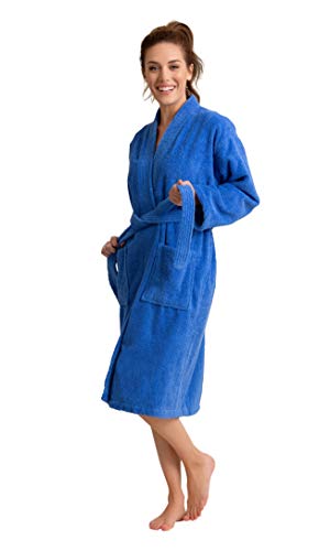 Image of Women's Turkish Terry Kimono Style Bathrobe - 100% Cotton Robe for Women - Comfortable & Absorbent - Soft & Cozy Wear