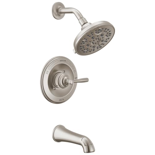 Delta Roe 14 Series 5-Setting Bathtub and Shower Faucet Set Brushed Nickel Shower Head and Handle Set Valve Trim Kit Stainless T144985-SS (Valve Not Included)