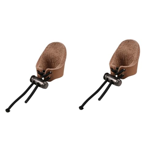 Toddmomy 2pcs Leather Thumb Protector for Archery Finger Guard for Fit Strap for Outdoor Sports Activities