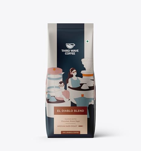 Image of THIRD WAVE COFFEE Espresso Coffee | El Diablo 100% Arabica, Medium Dark Roast, Coarse Grind, 250g Pouch, Rich Aroma & Bold Flavor Coffee Beans for French Press