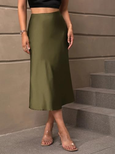 Women's Summer Elegant Solid Color Hem Midi Skirt Going Out Outfits4