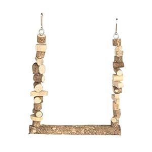 KSK Bird Swing Toy Bird Parrot Swing Chewing Toys, Large Natural Wooden Parrots Swing Stand Toys for African Greys, Macaw,Umbrella Cockatoo Larg & Meddium Size Bird Cage Accessories