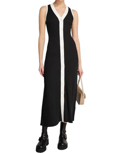 CUFEZN Women's V-Neck Ribbed Knit Sweater Dress...