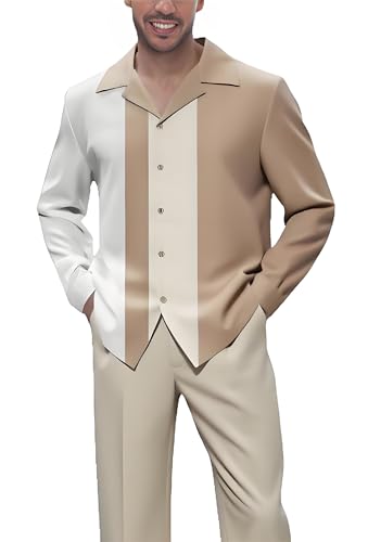 Men's Fashion 2 Piece Dress Shirts Suits Long Sleeve Big Men Leisure Sets Formal Pants Sets S-5XL