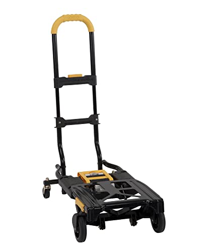 Image of COSCO 12225YGB1E 2-in-1 Folding Hand Truck, 300 lb. Capacity, Multi-Position with Extendable Handle, Black /Yellow