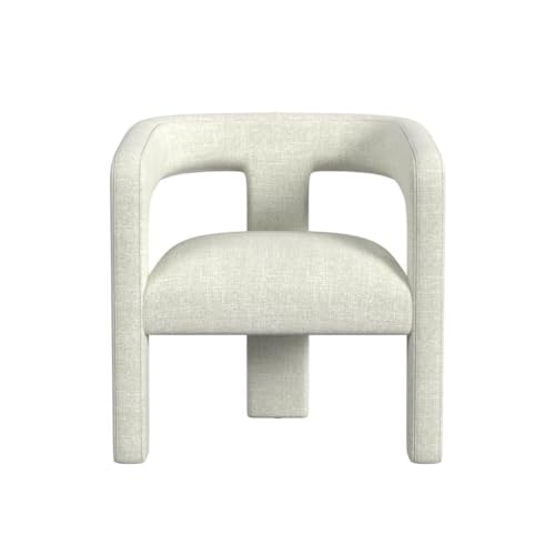 Image of Homepop Home Decor | Upholstered Barrel Accent Chair | Accent Chairs for Living Room & Bedroom | Decorative Home Furniture - Textured Light Gray Woven