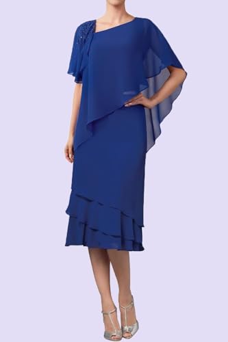 Chiffon Mother of The Bride Dresses Tea Length Grandmother of The Groom Gowns for Women MDA0022