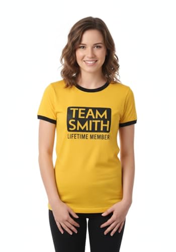Image of Team Smith Lifetime Member T-Shirt, Yellow with Black Trim, Crew Neck, Short Sleeve