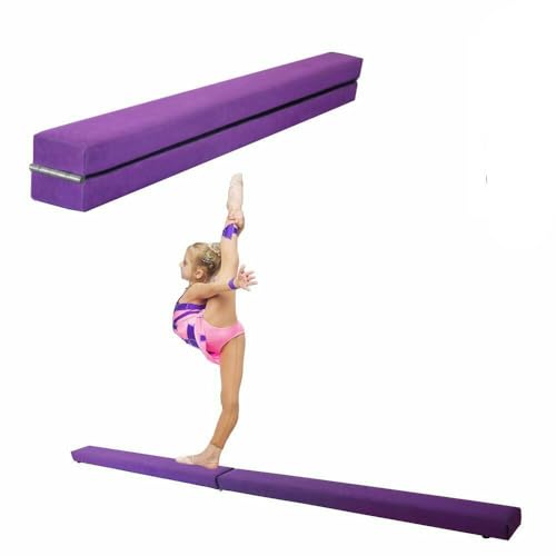 Dripex 210 cm Folding Gymnastics Beam, Faux Suede, Violet