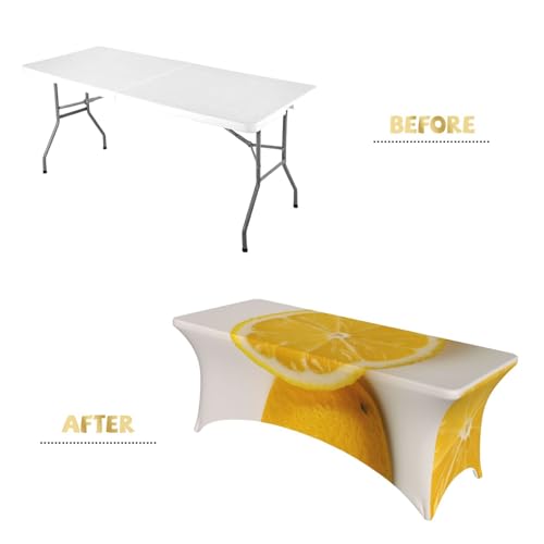 Nappe rectangulaire extensible 1,8m motif citron élastique - 5