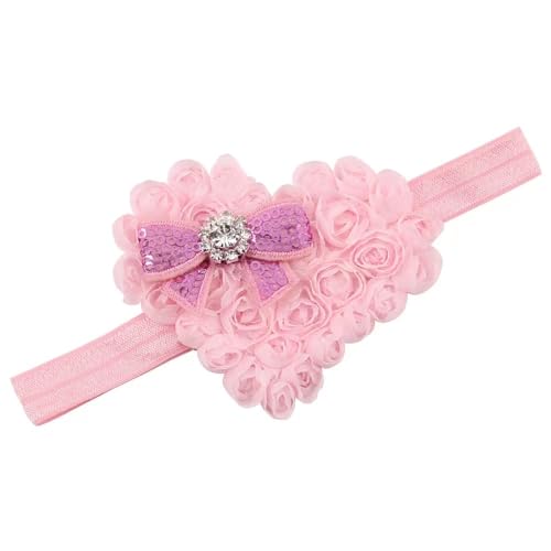 Valentine's Days Baby Rose Heart Headband Flower Headband for Baby Girl Hair Band Headwraps. (Type D) - Main Image