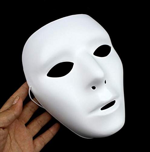 Plain White Face mask Masquerade mask for Halloween white - 1pc