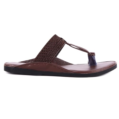 Image of CANVI Stylish | Fancy | Comfortable Kolhapuri Chappal Sandal Slipper for Men Stylish Faux Leather Men's Kolhapuri Slippers Thong Sandals for Men Stylish & Comfortable