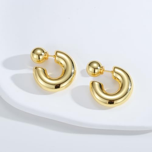 Ritach Chunky Gold Earrings for Women Trendy 14K Thick Gold Hoop Earrings Hypoallergenic Statement Chunky Hoops Jewelry Gifts for Women4