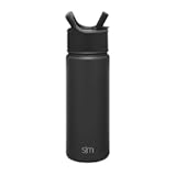 Simple Modern Kids Water Bottle with Straw Lid Vacuum Insulated Stainless Steel Metal Thermos Bottles &vert; Reusable Leak Proof BPA-Free Flask for School &vert; Summit Collection &vert; 18oz&comma; Midnight Black