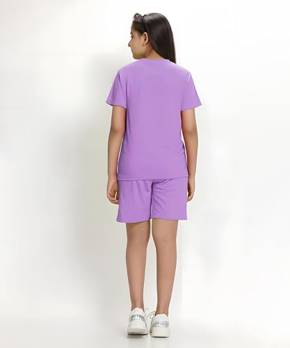 Image of KYDA KIDS Girls 100% Cotton Bio Washed Printed T-Shirt and Shorts Co-ords Clothing Set | Premium Soft & Breathable Summer Casual Comfort Outfit for Girls