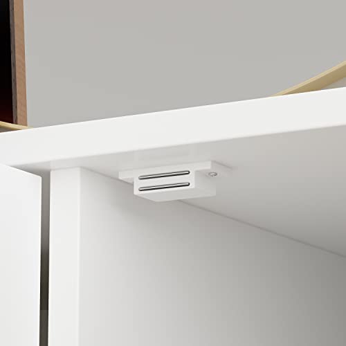 Ecacad Modern Wood Sideboard Buffet Storage Cabinet With 3 Glass Doors & 6 Compartments, Kitchen Cupboard Console Table For Living Room, Dining Room, White (47.2”W X 15.7”D X 31.5”H) #TOP3