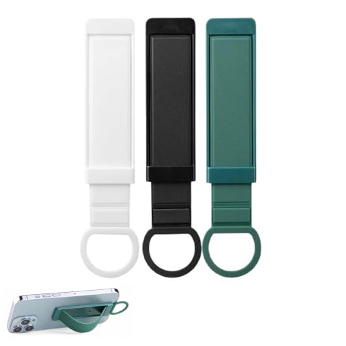 Image of 3PCS Phone Holder for Hand,Push-Pull Wristband Mobile Grip Stand, Phone Back Holder Grip for Selfie, Video Calls, Online Classes, Desk & Bed Use, Black + White + Dark Green