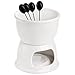 Tebery Biały ceramiczny kubek do fondue mini garnek do czekolady z 4 kawałkami widelców do czekoladowego sera lub tapas