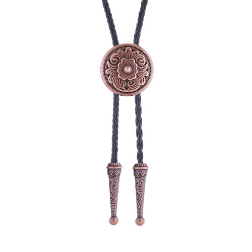 Image of GelConnie Floral Bolo Tie for Men Womens Bolo Tie Necklace Native American Black Men's Bolo Ties Western Cowboy Bolero Ties