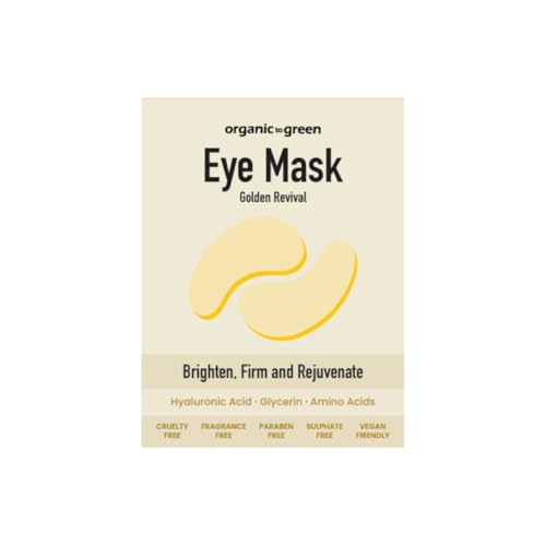 Organic To Green Golden Revival Eye Mask Patches - Under Eye Gels for Puffy Eyes and Dark Circles - Refreshing & Firming with Hyaluronic Acid & Amino Acids - Vegan & Fragrance-Free (24 Pairs)