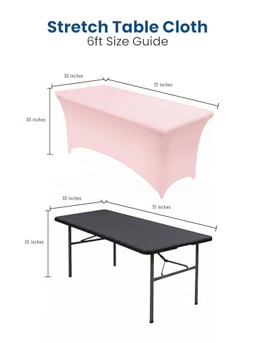 Image of Utopia Kitchen Spandex Tablecloth 1 Pack [6FT, Pink] Tight, Fitted, Washable and Wrinkle Resistant Stretch Rectangular Patio Table Cover for Event, Wedding, Banquet & Parties [72Lx30Wx30H Inch]