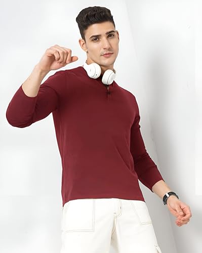 Image of LAZYCHUNKS Luxury Men's Full Sleeve Henley T-Shirt - Soft, Breathable, Stylish (Men's Henley T-Shirt), Great for Party and Casual wear