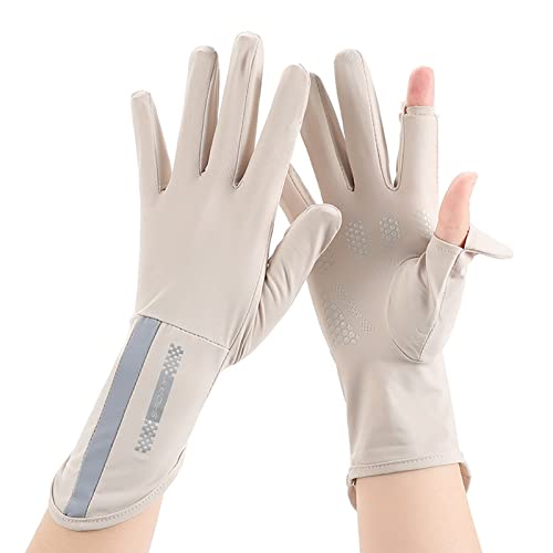 Washranp Luvas de proteção solar, material de seda gelada com design antiderrapante de silicone, luv