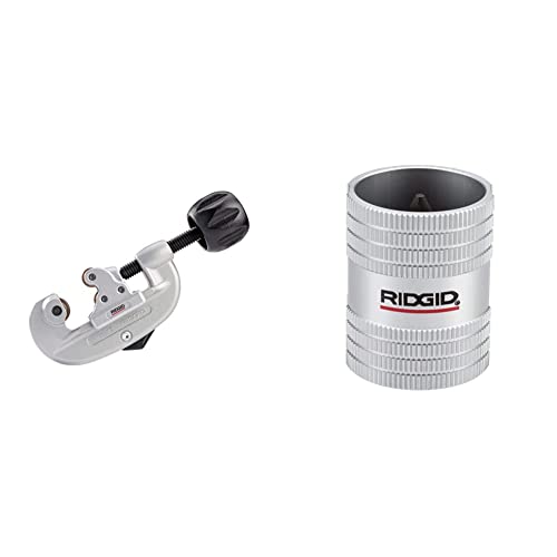 Image of RIDGID 32920 Model 15 Screw Feed Tubing Cutter (3 /16 inch-1-1 /8 inch) and RIDGID 29983 Model 223S Tubing and Pipe Reamer (1 /4 inch-1-1 /4 inch)