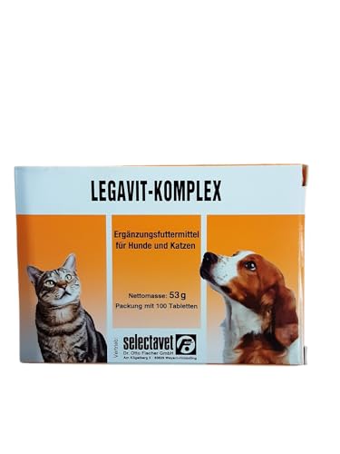 Selectavet LEGAVIT-KOMPLEX | Doppelpack | 2 x 100 Tabletten | Ergänzungsfuttermittel für Hunde und Katzen | Mit Mariendistel