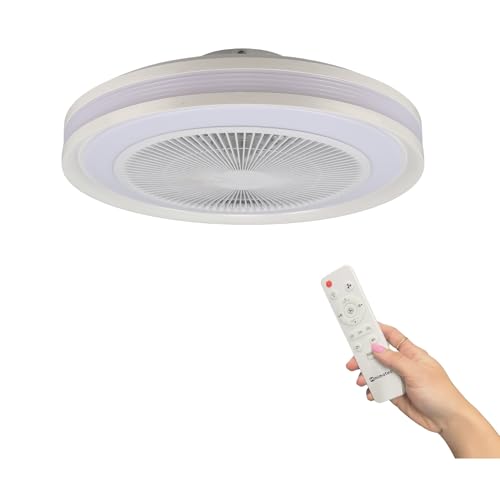 Casa Shop Ventilador de Techo de 55W RGB+CCT Colores, 2800lm con Funcion de Verano-Invierno