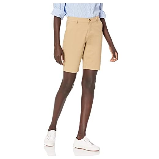 Amazon Essentials Bermuda Chino à Taille Mi-haute, Entrejambe de 25,0cm, Coupe Ajustée Femme, Brun Kaki, 46
