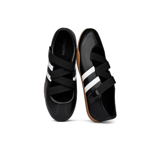Tigeridea Black White Sneakers for Women Footwear Business Casual Tennis Shoes Cute Ballet Flats Retro Mary Jane Shoes Women's Slip On Sneakers Size 10 by Tigeridea - Used condition - Image 4
