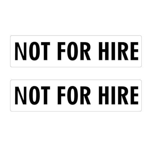 Not for Hire Decal Sticker, 3x12 Inch Text on Clear Background, Waterproof Vinyl Stickers for Truck, Trailer, or Vehicle Window (Black) (Pair)