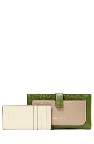 kate spade new york AVA Colorblocked Pebbled Leather 2 in 1 Bifold Wallet, Jungle Vine Multi2