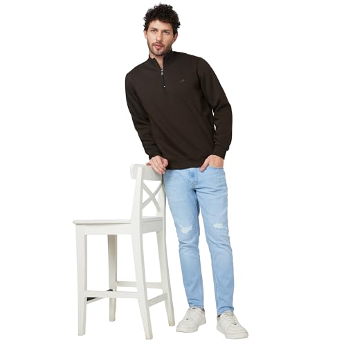 Image of Spykar Blended High Neck Full Sleeve Sweatshirt for Men