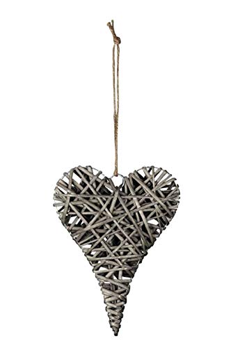 Weidenherz Hänger/grau / 24,5 x 30cm