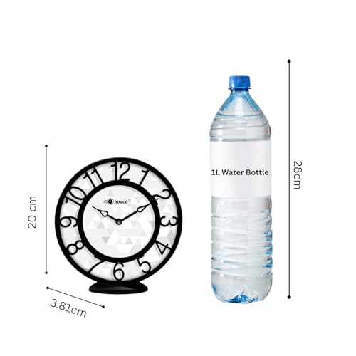 Image of Bosco Modern Non Ticking Silent,Black and White with Decorative Frame 20 CM Table Cum Round Wall Clock for Home, Living Room, Bed Room, Office and Kitchen- BWC-1202