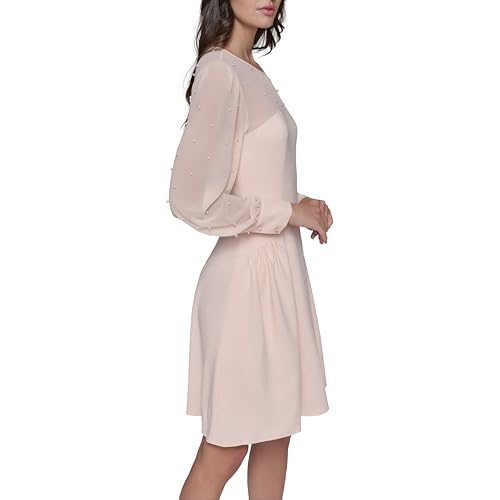 KARL LAGERFELD Women's Illisoin Long Sleeve Party Aline Dress3