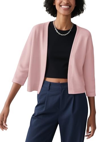 Image of Urban CoCo Women's 3 /4 Sleeve Cropped Cardigan Casual Open Front Cover Up