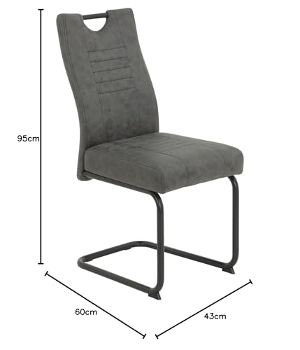 Chaises de salle à manger en microfibre anthracite Jupiter de prestige - 3