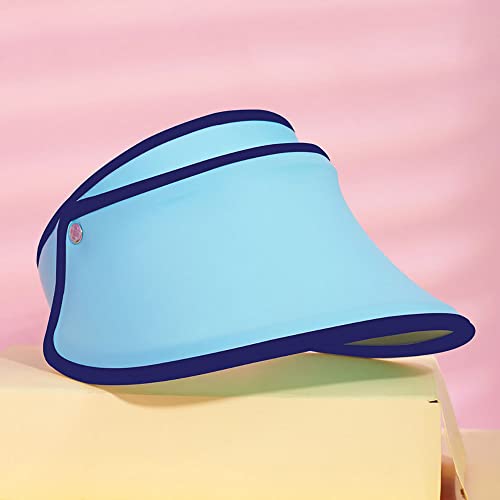 Kids Sun Visor Hats Boys Girls Adjustable Large Brim Summer Uv Protection Beach Cap 7-14 Years Old Upf50+ Ykh3M087, Blue #TOP6