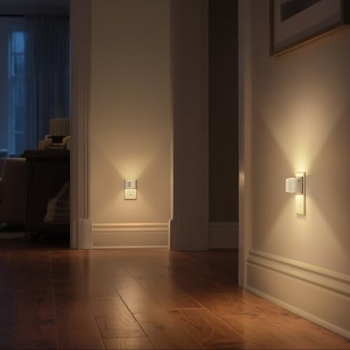 Image of DORESshop LED Night Light[4 Pack], Night Lights Plug into Wall, 3 Level Brightness Adjustable Plug in Night Light, Dusk to Dawn Sensor Nightlights for Adults,Bedroom,Bathroom,Hallway,3000K Warm White